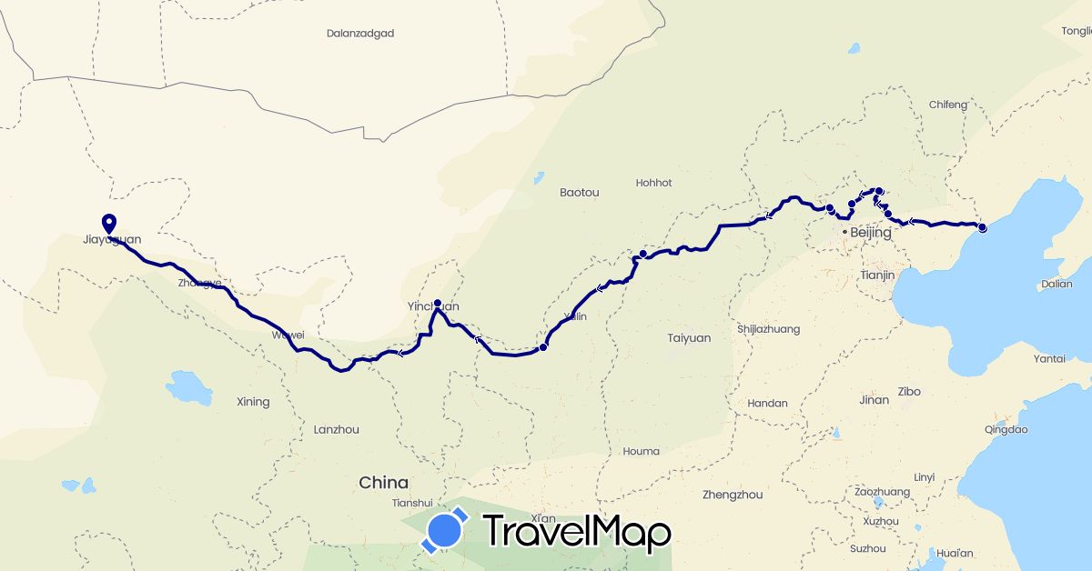 TravelMap itinerary: driving in China (Asia)